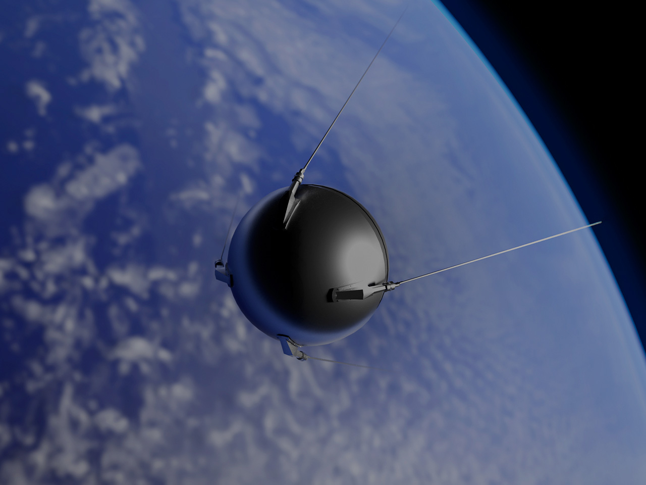 Der russische Sputnik im Weltall xl 3D Start am 4.Januar 1958 Lesezeichen 