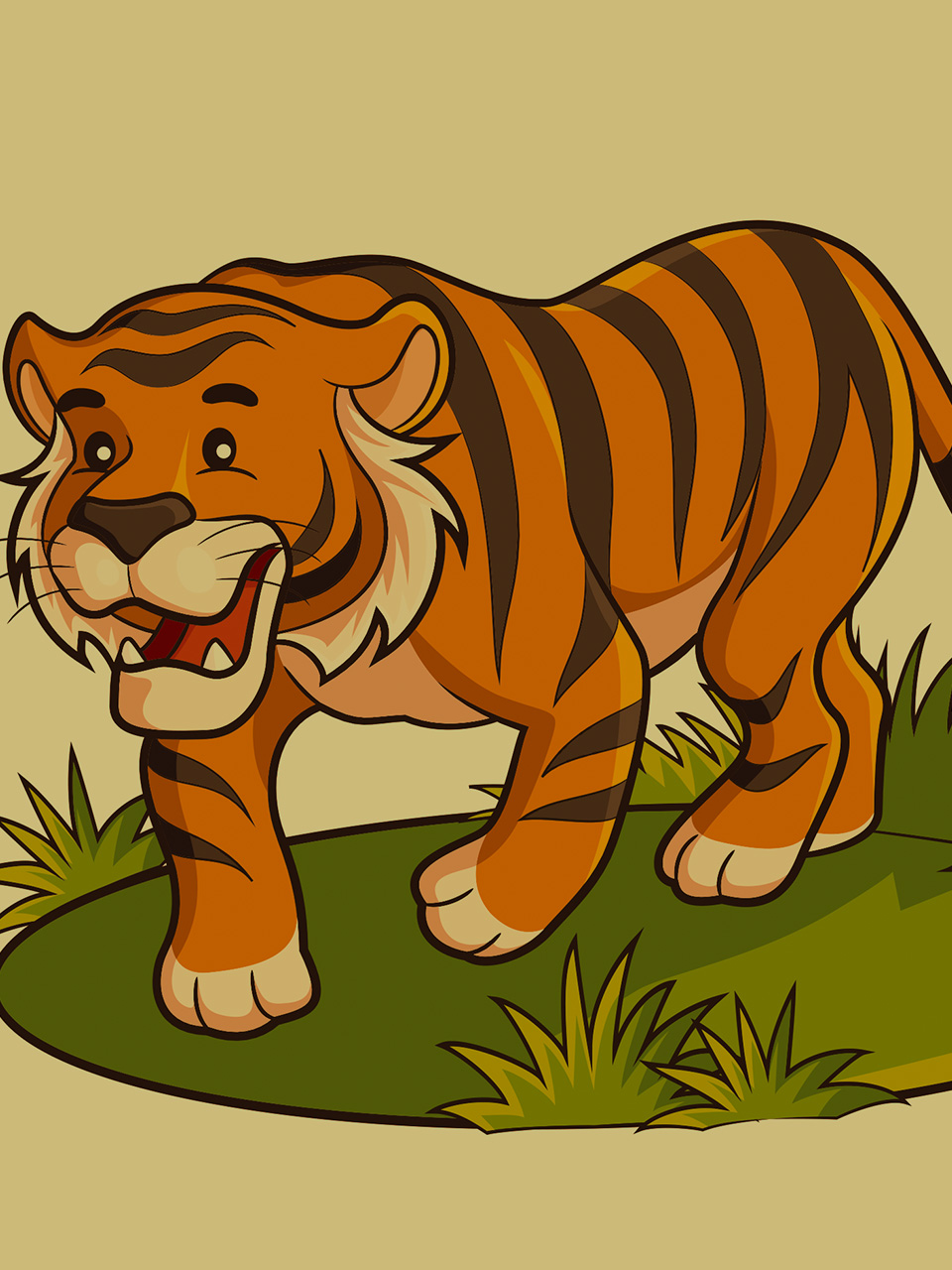 Step-by-step Instructions to Draw a Cartoon Tiger